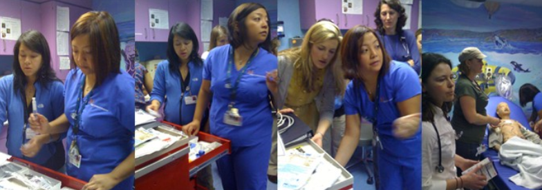 group of nurses during a mock code simulation